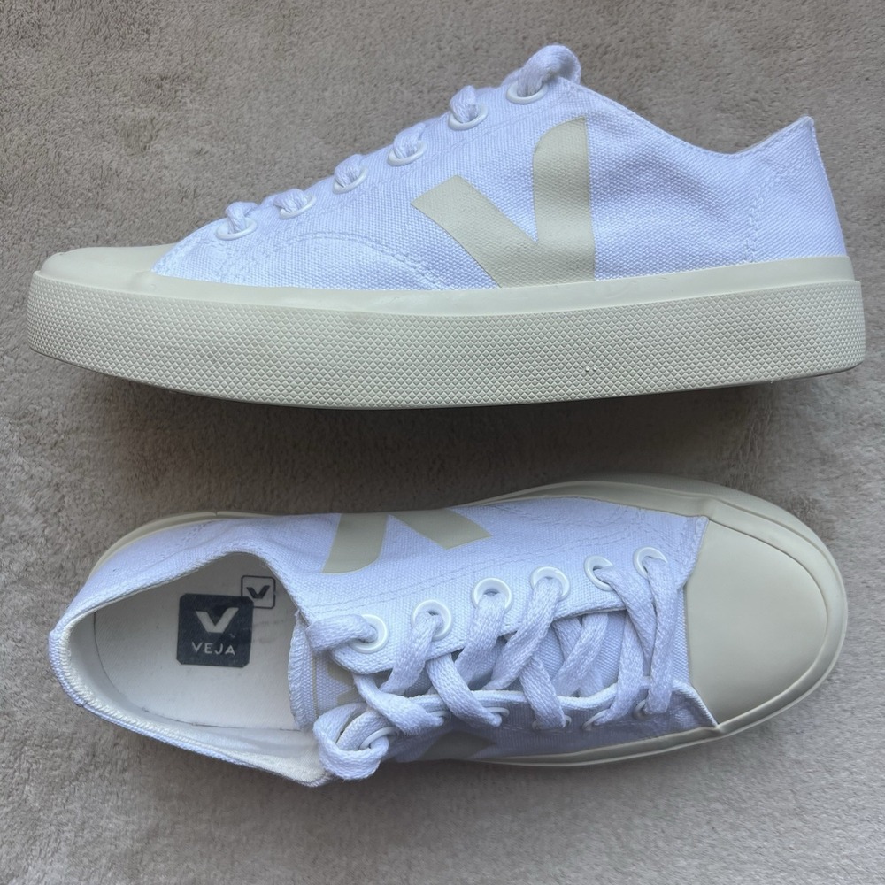 Veja Wata II White Canvas Low Top Sneakers Women EU 36 US 5 Classic Athleisure